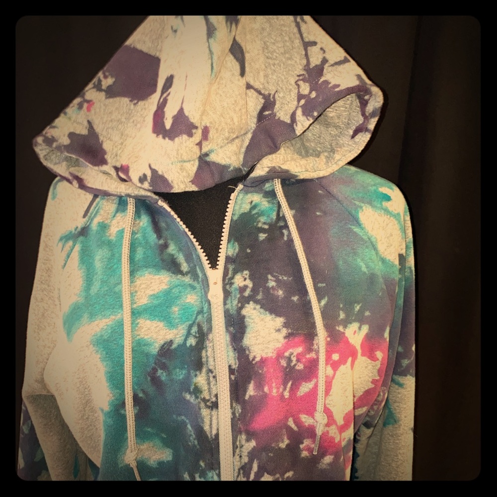 Handmade Tie-Dye Grey Hooded Sweatshirt